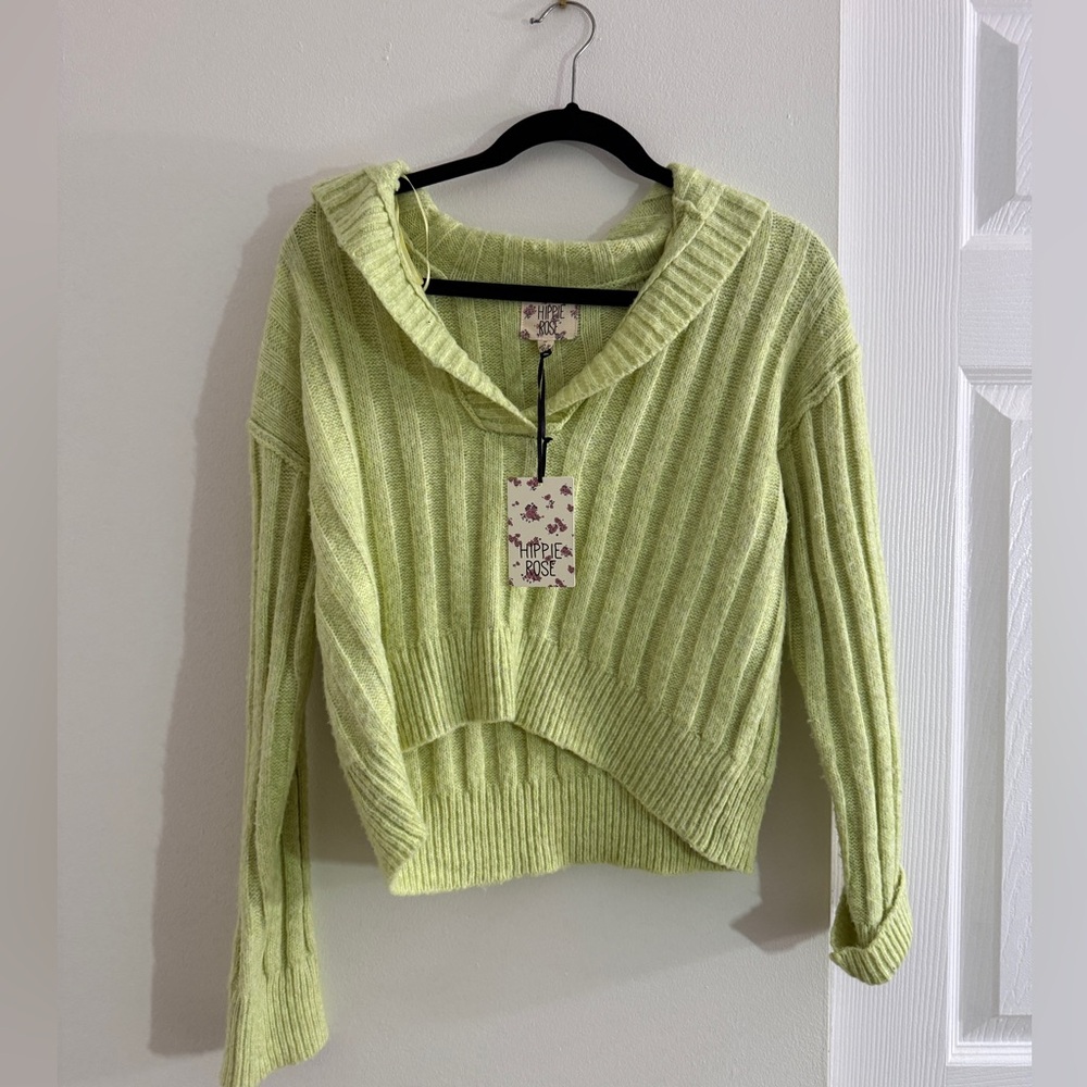 Hippie Rose Firefly Green Cropped Sweater